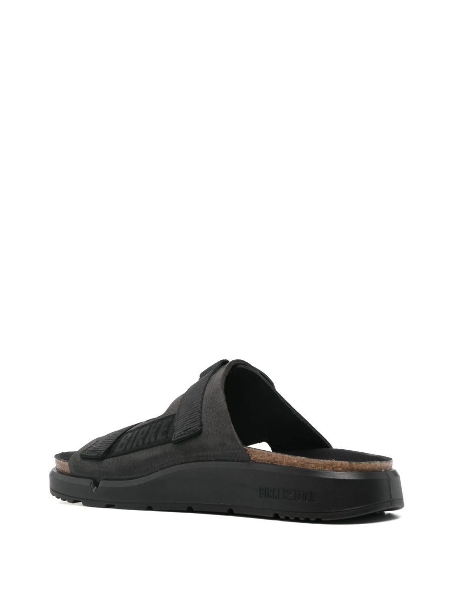 Slapi Birkenstock negri din piele si material textil - Img 3