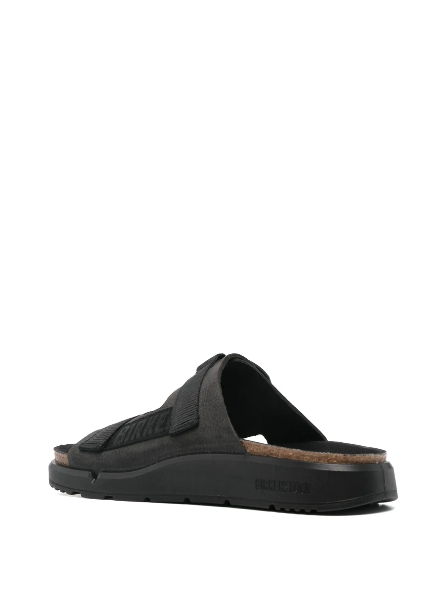Slapi Birkenstock negri din piele si material textil - Img 3