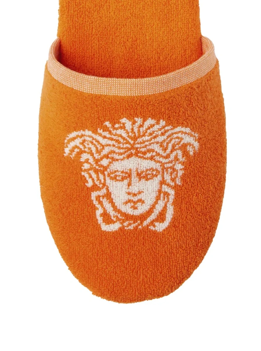 Slapi VERSACE HOME portocalii din tesatura tehnica si jacquard - Img 3