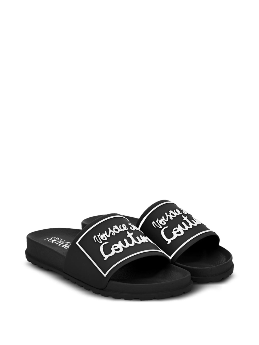 Slapi Versace Jeans Couture negri din cauciuc - Img 2