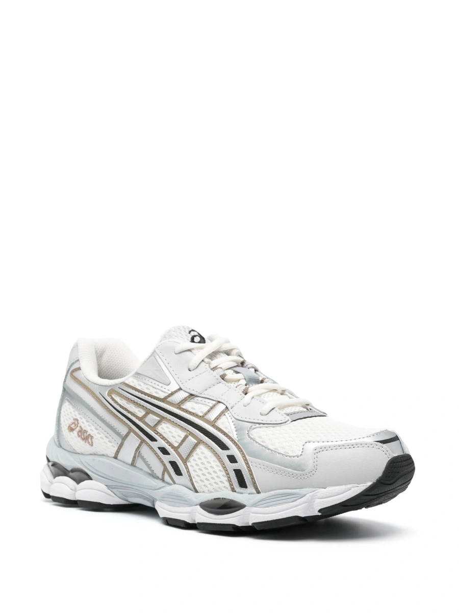 Sneakers ASICS albi din piele si nylon - Img 2
