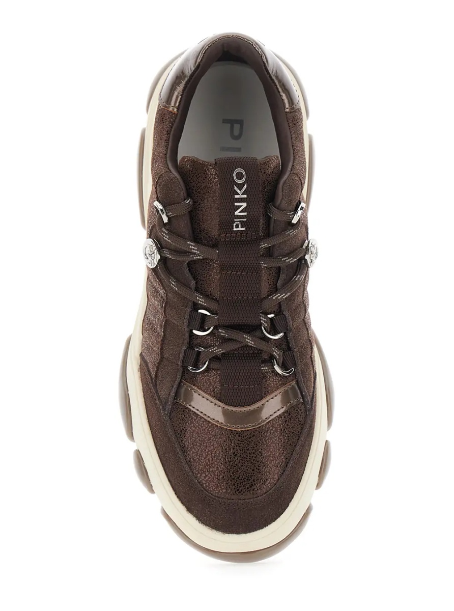 Sneakers 'ATHENA' brown Sneakers with laminated details in leather for women - Img 4