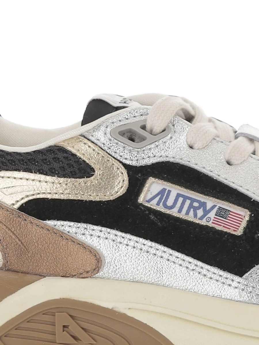 Sneakers AUTRY argintii din plasa si piele intoarsa - Img 5