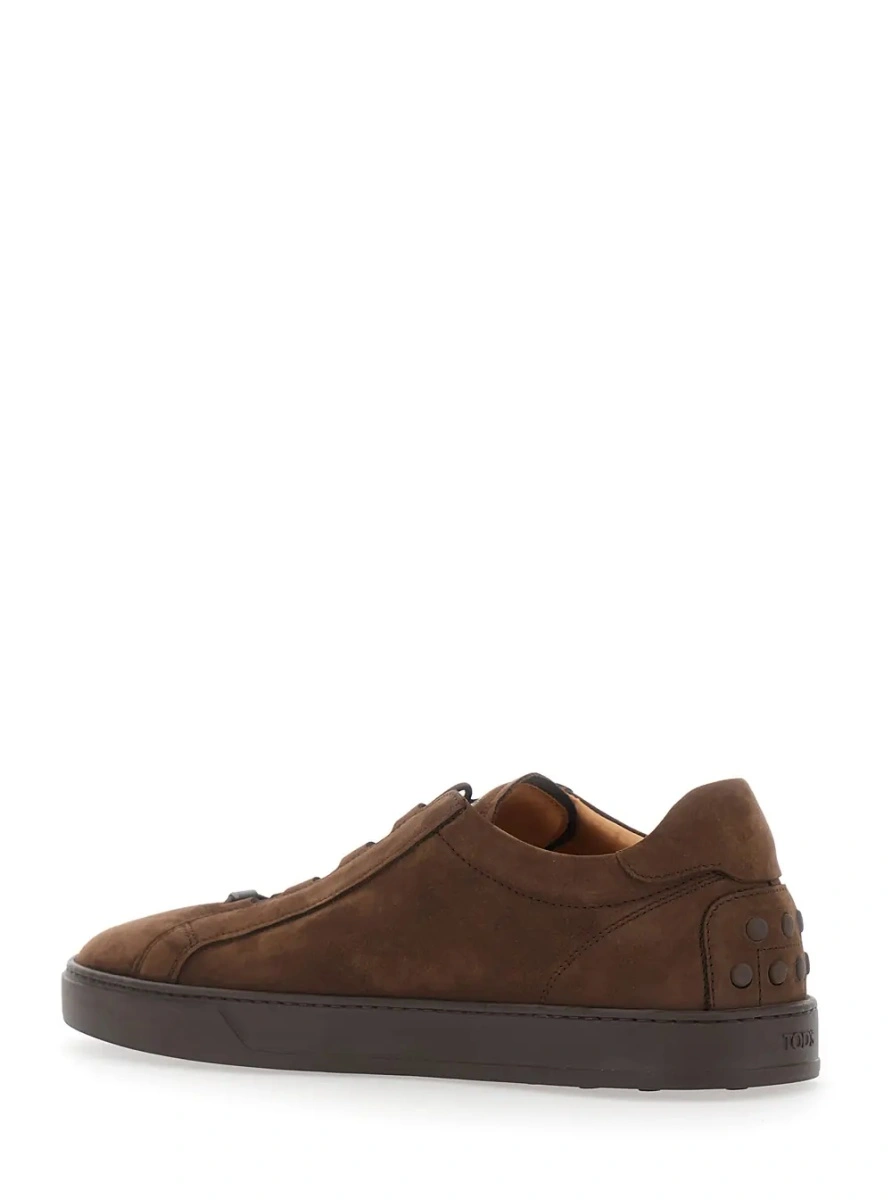 Sneakers Brown Low Top Sneakers with Grooved Sole and Logo Patch on the Tongue in Suede for Men - Img 3