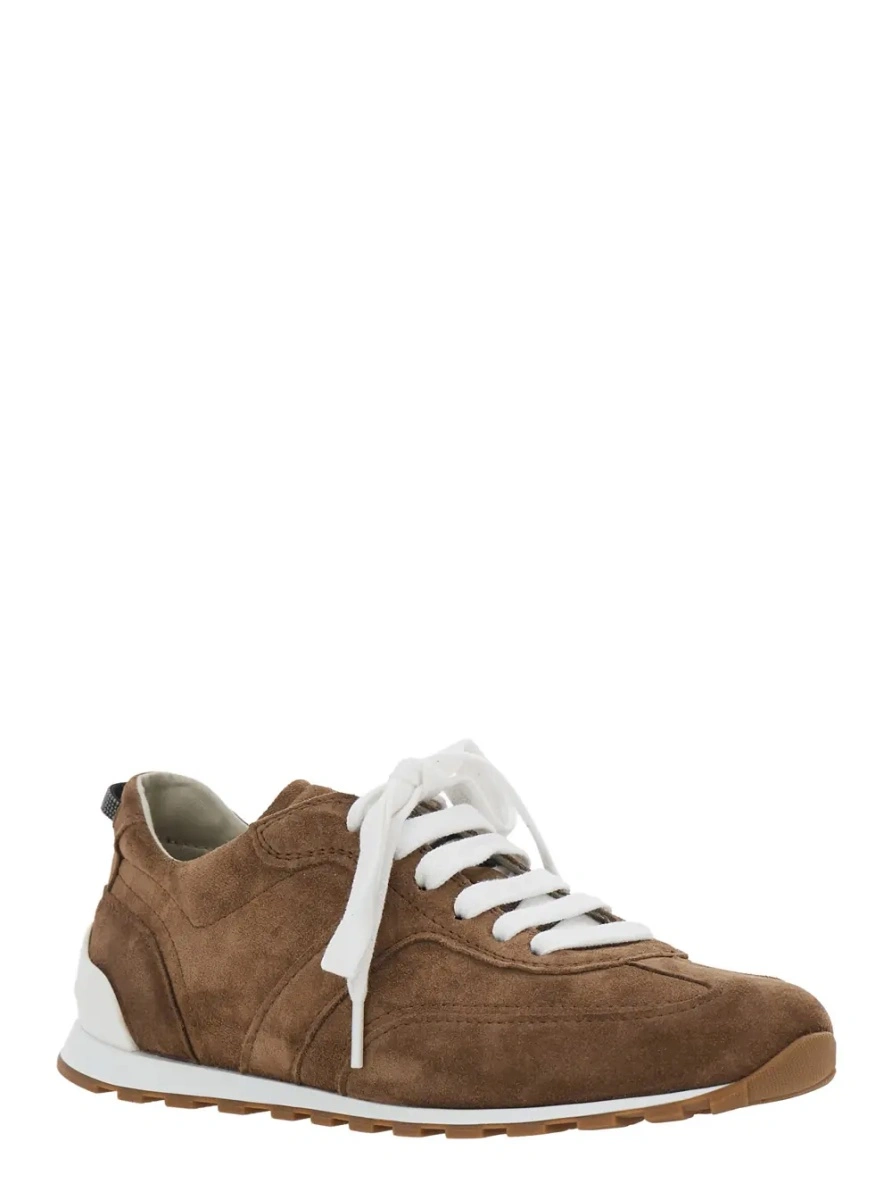 Sneakers Brunello Cucinelli maro din piele intoarsa - Img 2