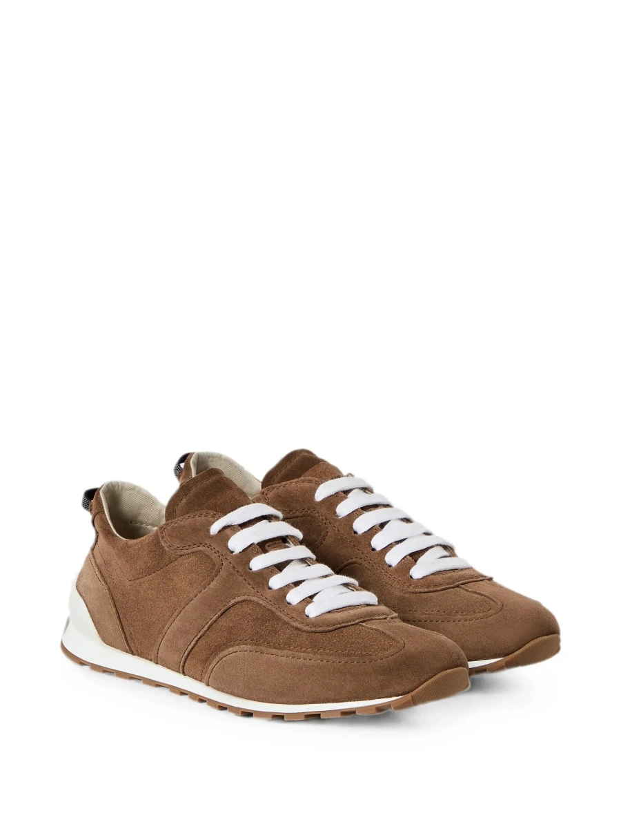Sneakers Brunello Cucinelli maro din piele intoarsa - Img 5