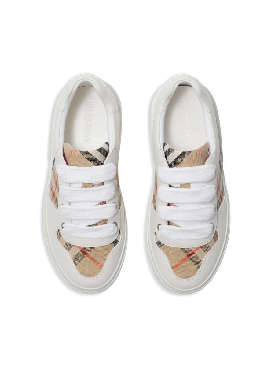 Sneakers Burberry albi din piele si bumbac - Img 4