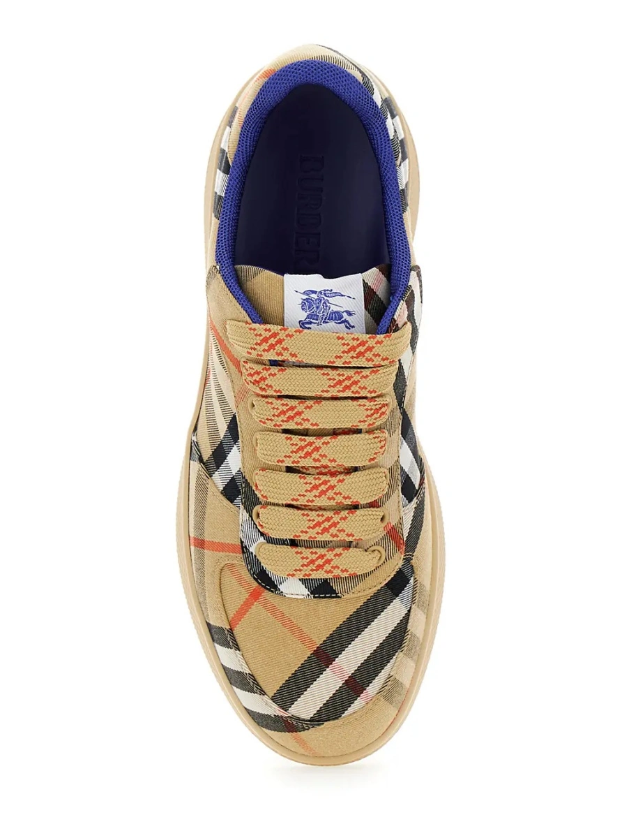 Sneakers Burberry 'Check' bej din bumbac si tesatura tehnica - Img 4