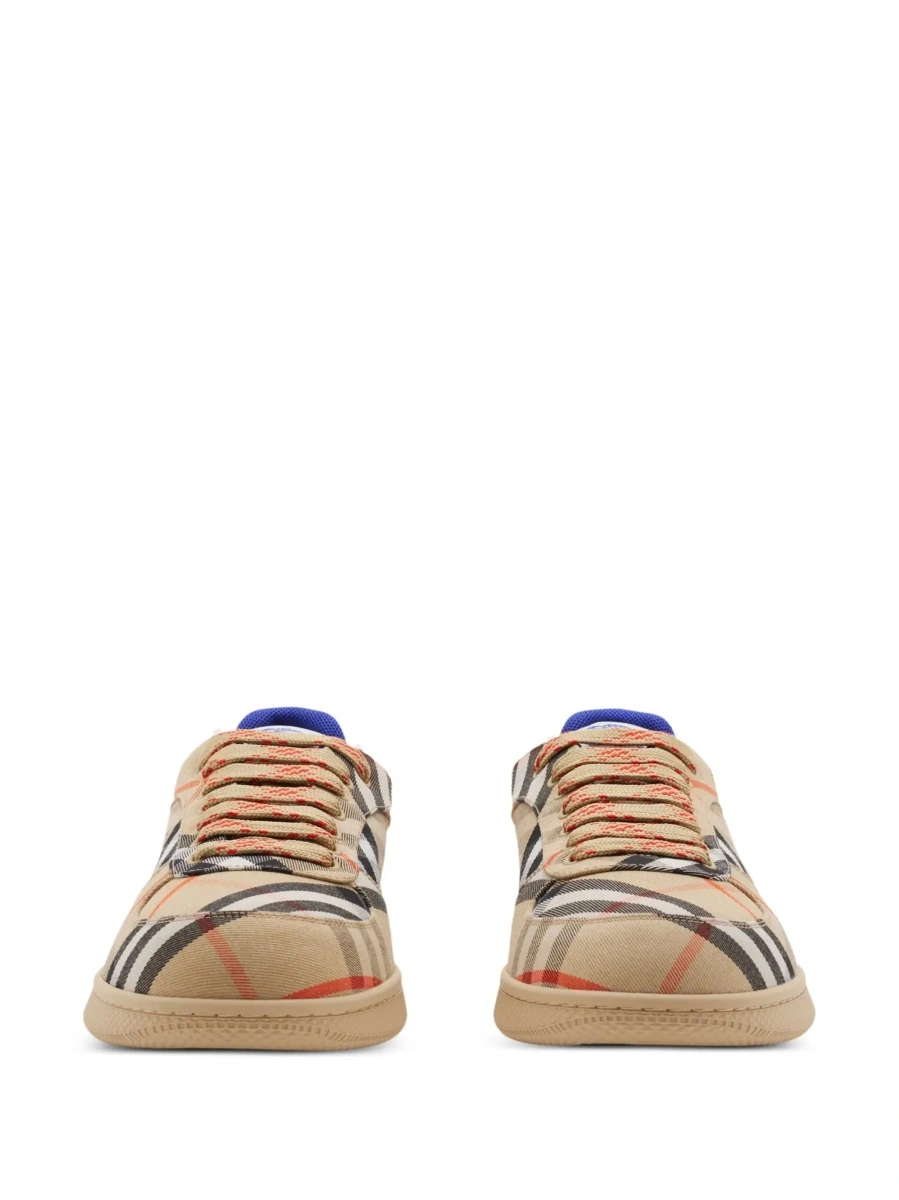 Sneakers Burberry 'Check' bej din bumbac si tesatura tehnica - Img 5