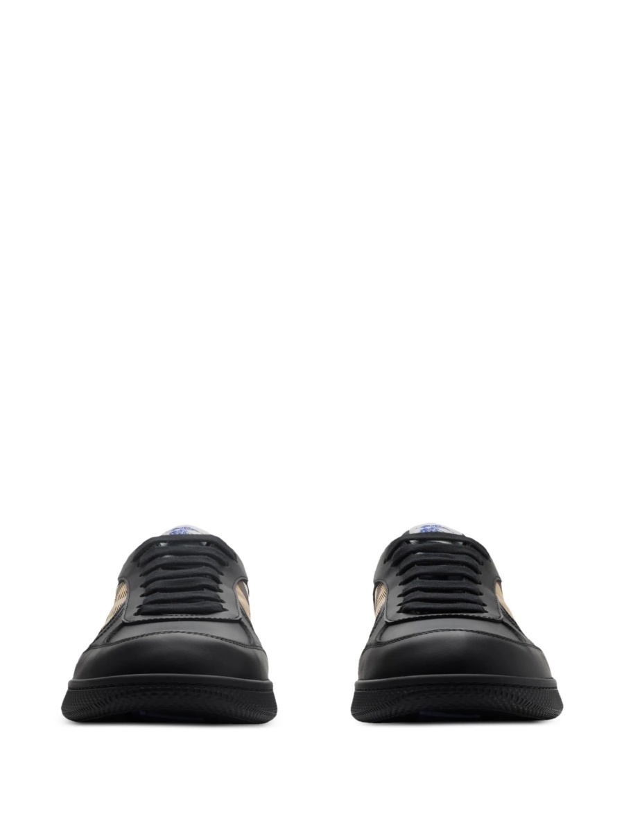 Sneakers Burberry negri din poliuretan si piele - Img 2