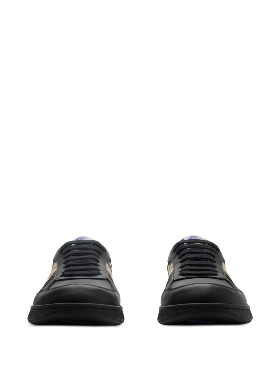 Sneakers Burberry negri din poliuretan si piele - Img 2