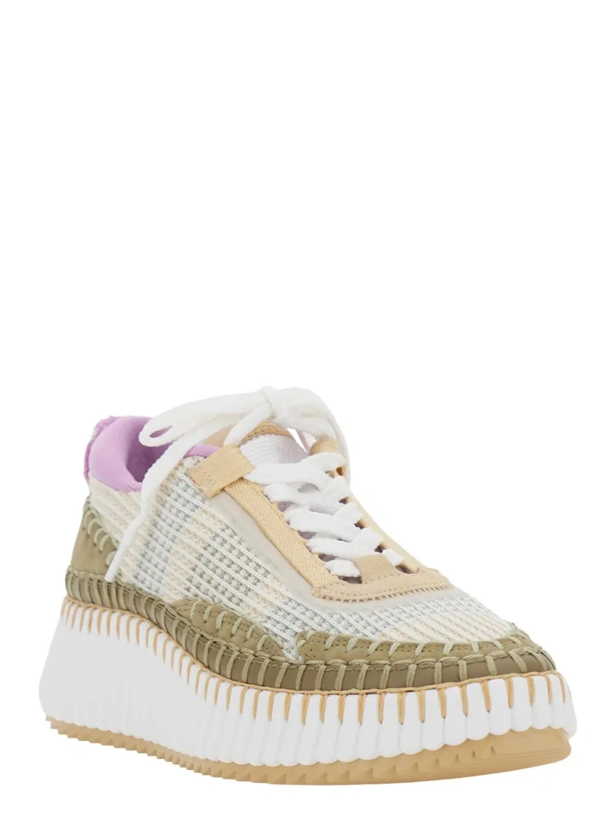 Sneakers Chloe 'Nama' bej din piele intoarsa - Img 2