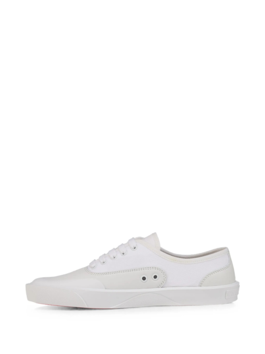 Sneakers Christian Louboutin albi din bumbac si piele - Img 5