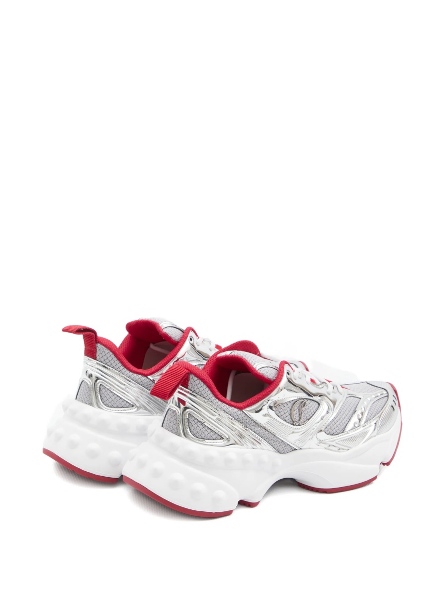 Sneakers Christian Louboutin argintii din piele si material textil - Img 5