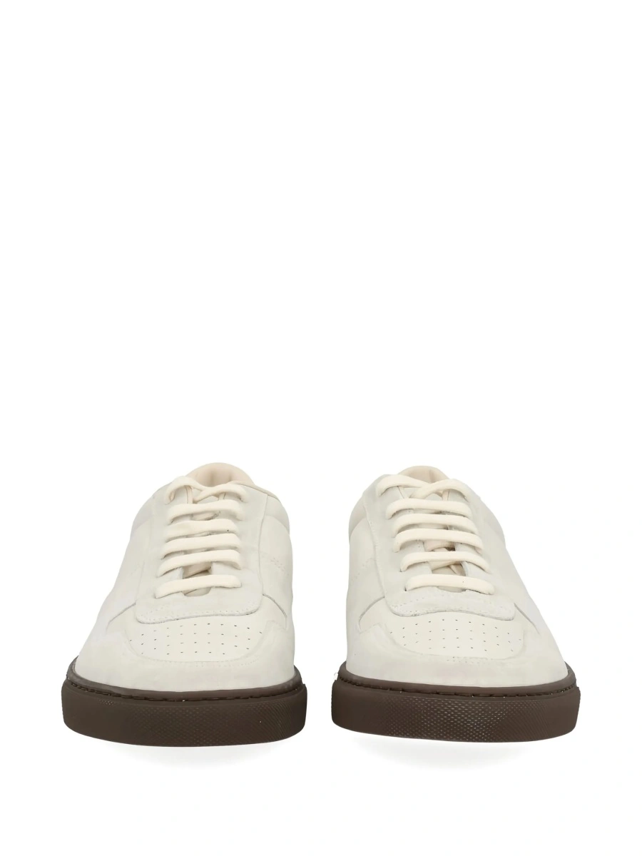Sneakers Common Projects neutri din piele intoarsa si piele - Img 4