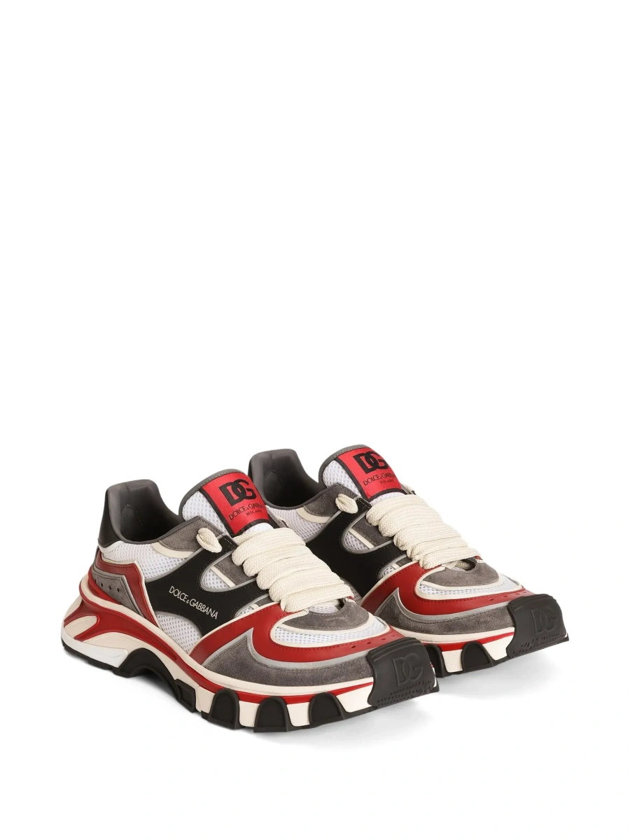 Sneakers Dolce &amp; Gabbana albi din piele si piele intoarsa - Img 5