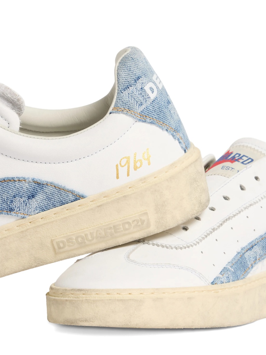 Sneakers DSQUARED2 albi din material textil si piele - Img 4