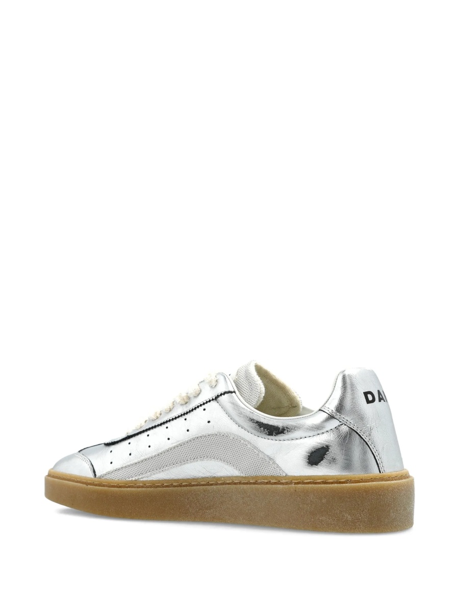 Sneakers DSQUARED2 argintii din bumbac si piele - Img 4