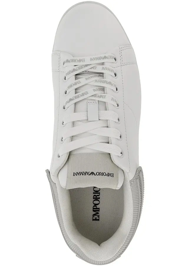 Sneakers Emporio Armani albi din piele - Img 4