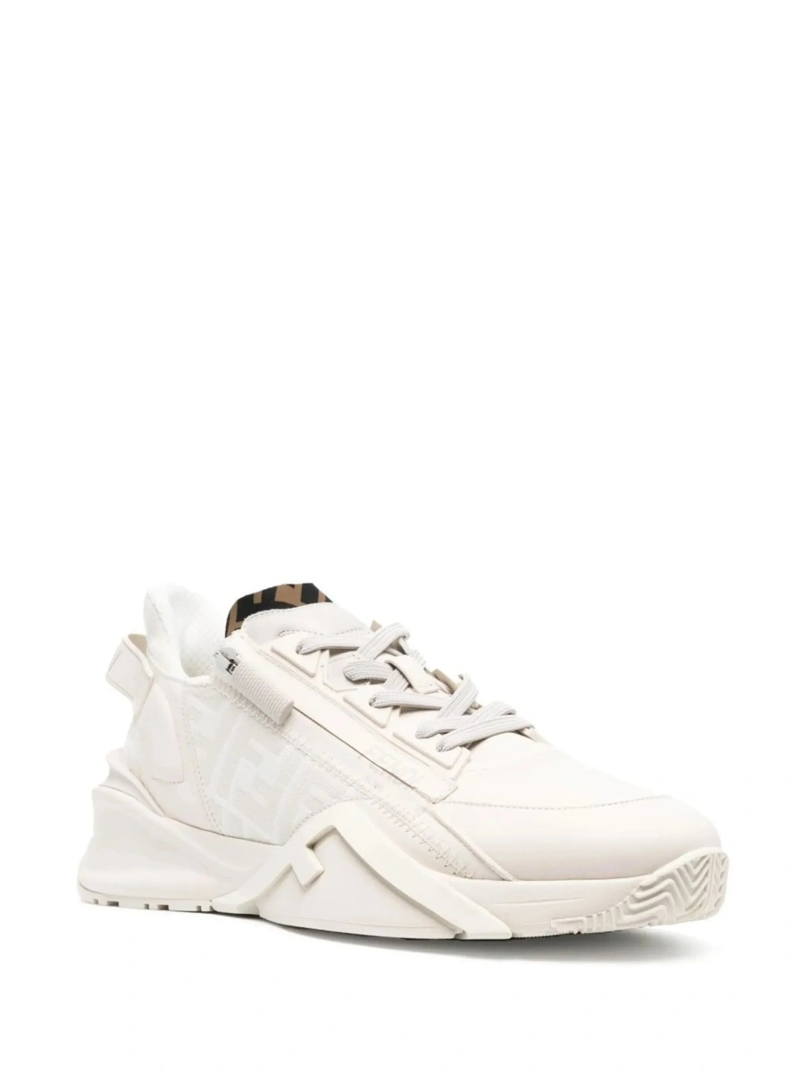 Sneakers Fendi 'Flow' albi din piele si jacquard FF - Img 5