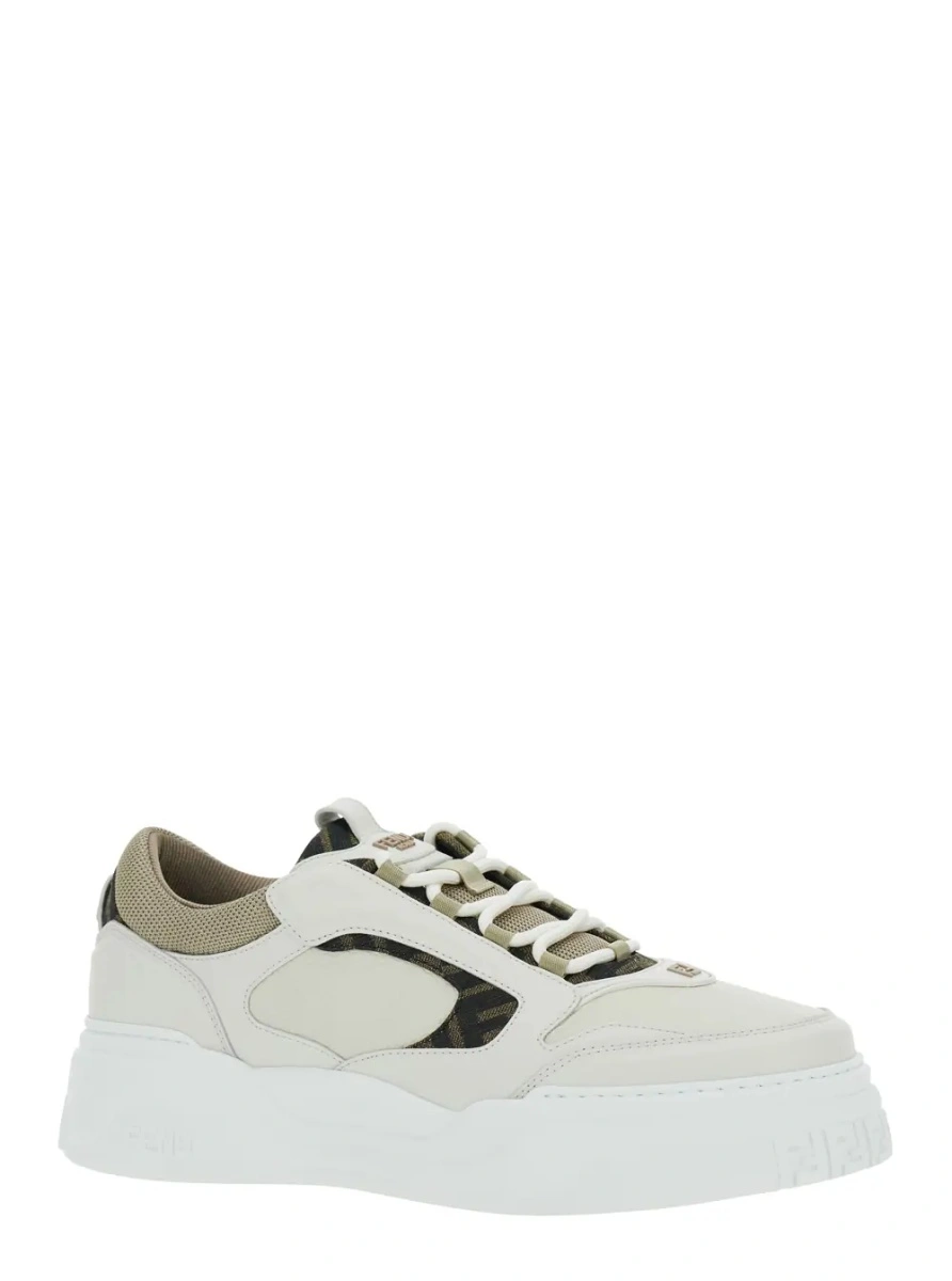 Sneakers Fendi 'Force' albi din jacquard FF si piele - Img 2