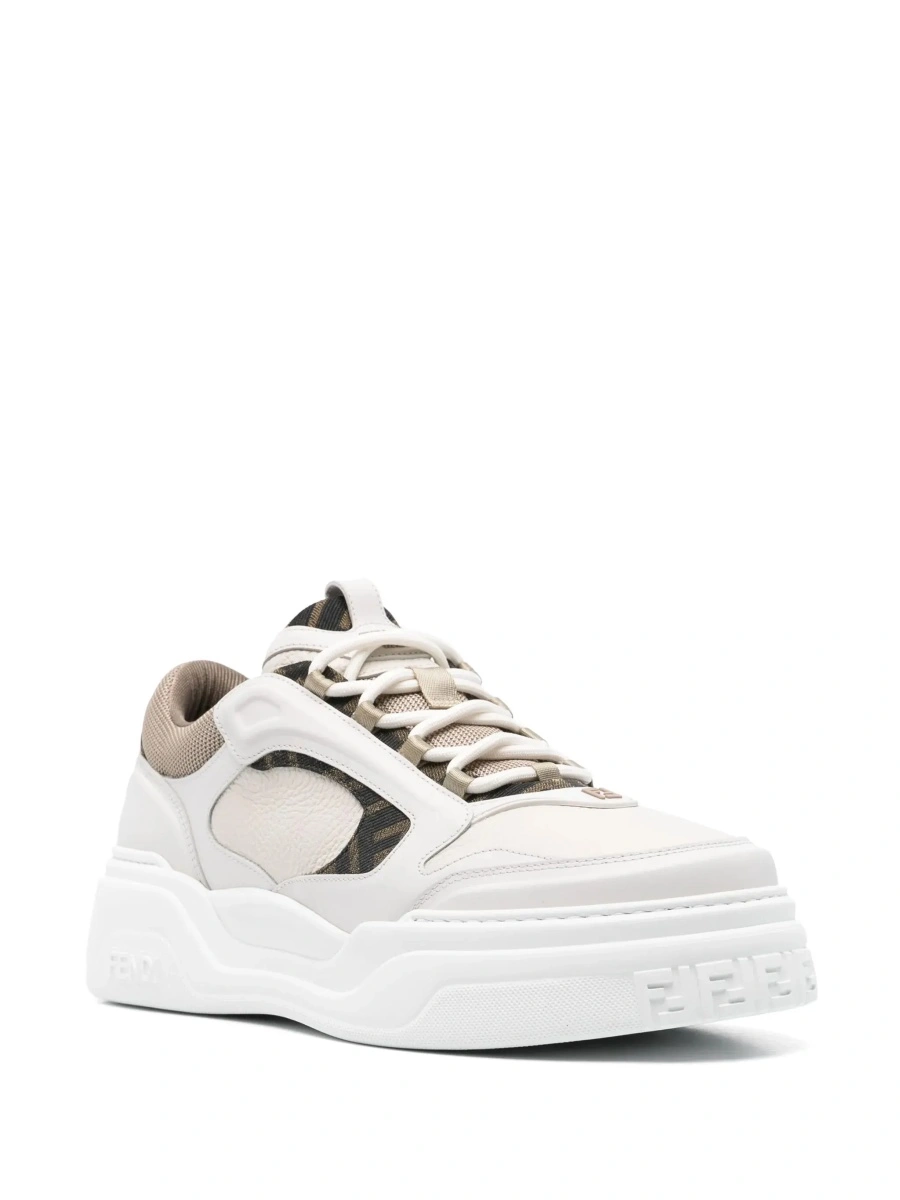 Sneakers Fendi 'Force' albi din jacquard FF si piele - Img 5