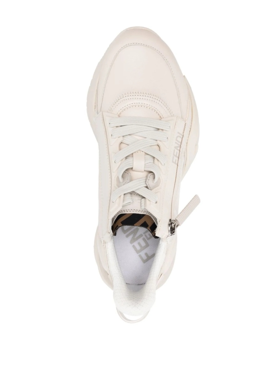 Sneakers Fendi neutri din material textil si piele - Img 4