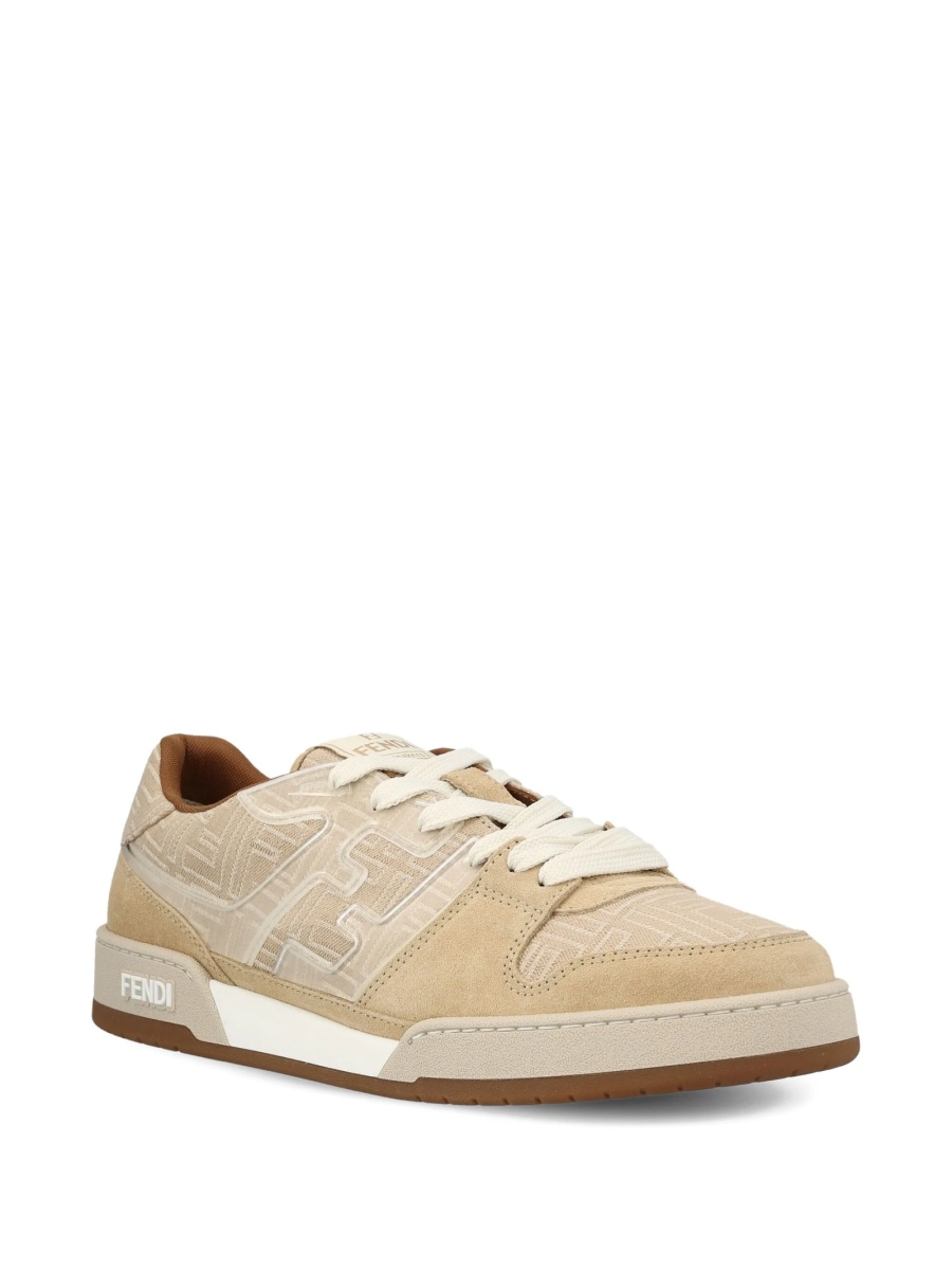 Sneakers Fendi neutri din piele si bumbac - Img 2