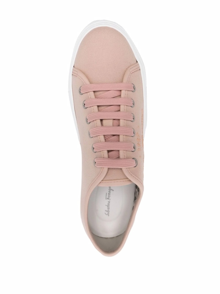 Sneakers Ferragamo roz din bumbac reciclat - Img 4
