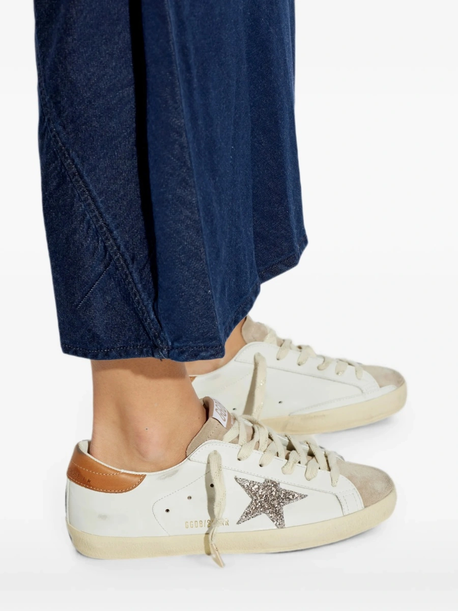 Sneakers Golden Goose albi din piele si material textil - Img 5