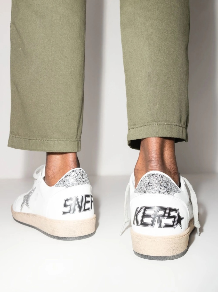 Sneakers Golden Goose ball star albi din piele - Img 3