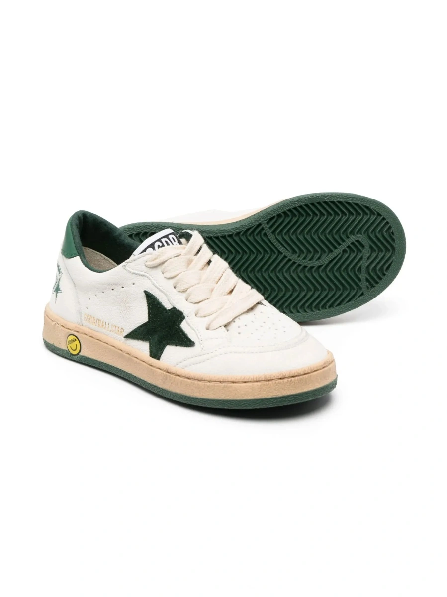 Sneakers GOLDEN GOOSE KIDS albi din piele 'Ballstar' - Img 6