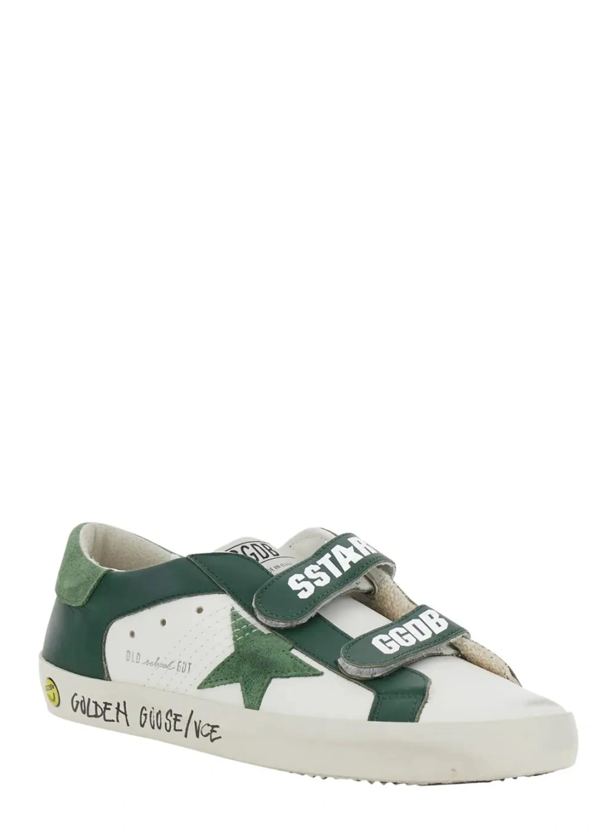 Sneakers GOLDEN GOOSE KIDS albi din piele 'Old School' - Img 2