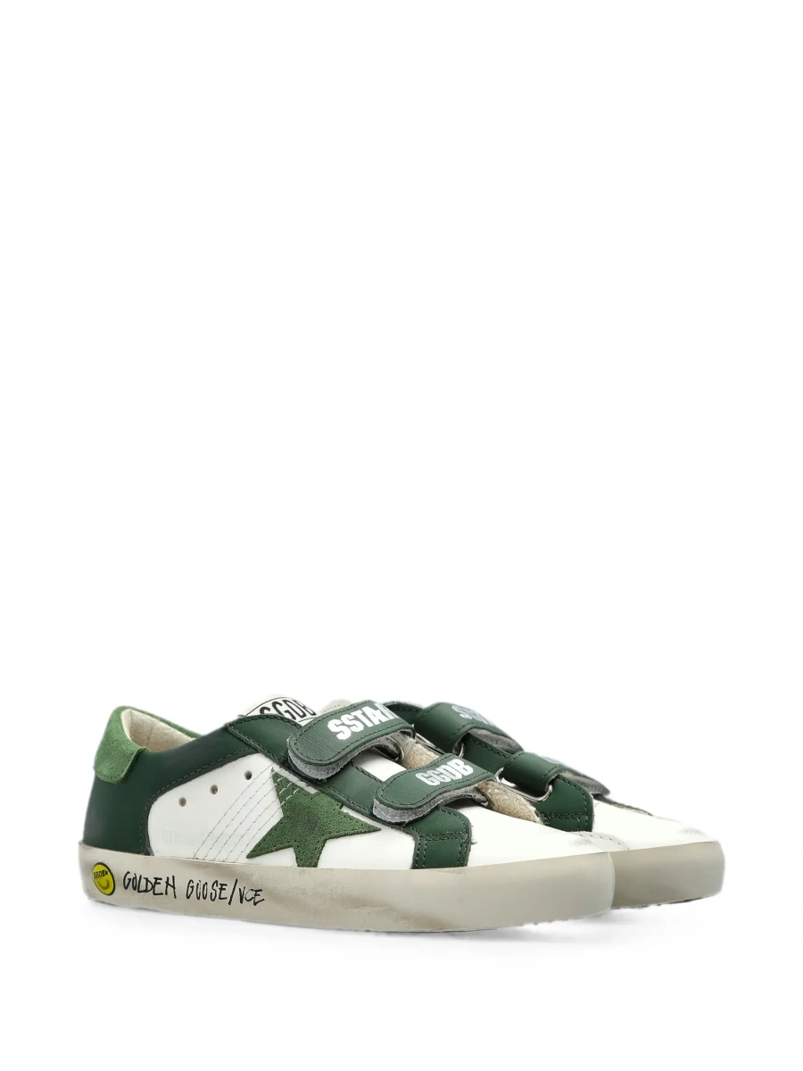 Sneakers GOLDEN GOOSE KIDS albi din piele 'Old School' - Img 8