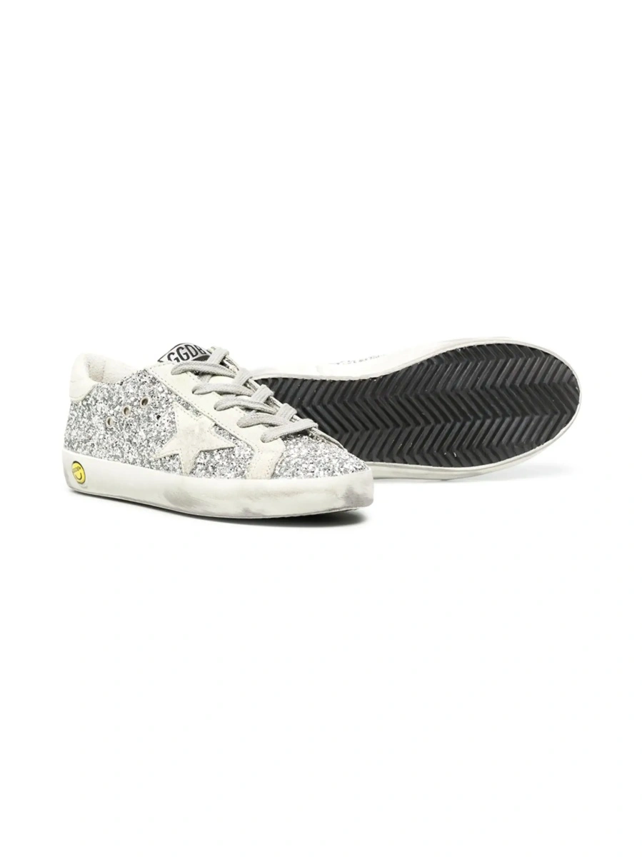 Sneakers GOLDEN GOOSE KIDS gri din piele si piele intoarsa - Img 5