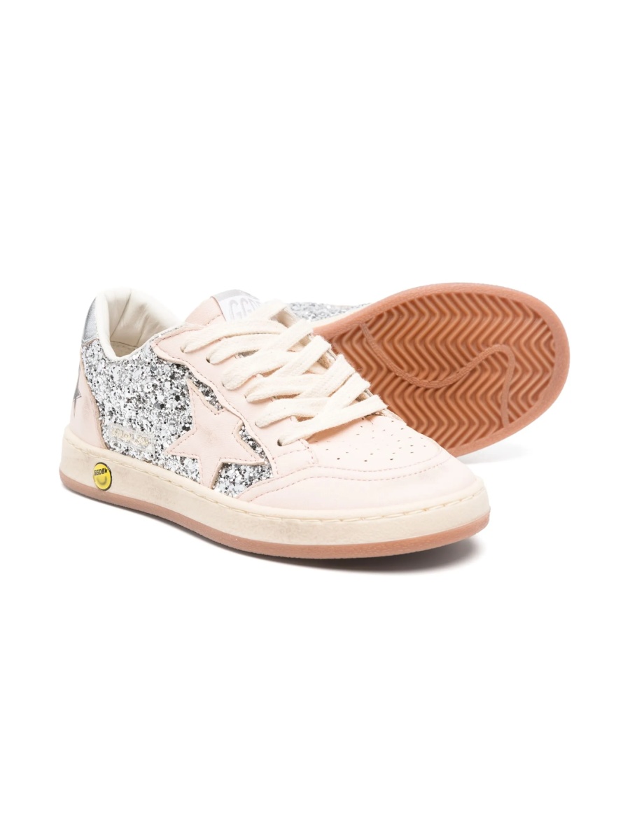 Sneakers Golden Goose roz din slipici si piele - Img 2