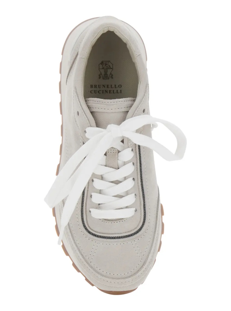 Sneakers Grey Low Top Sneakers with Perforated Round Toe and Rubber Sole in Suede for Women - Img 4
