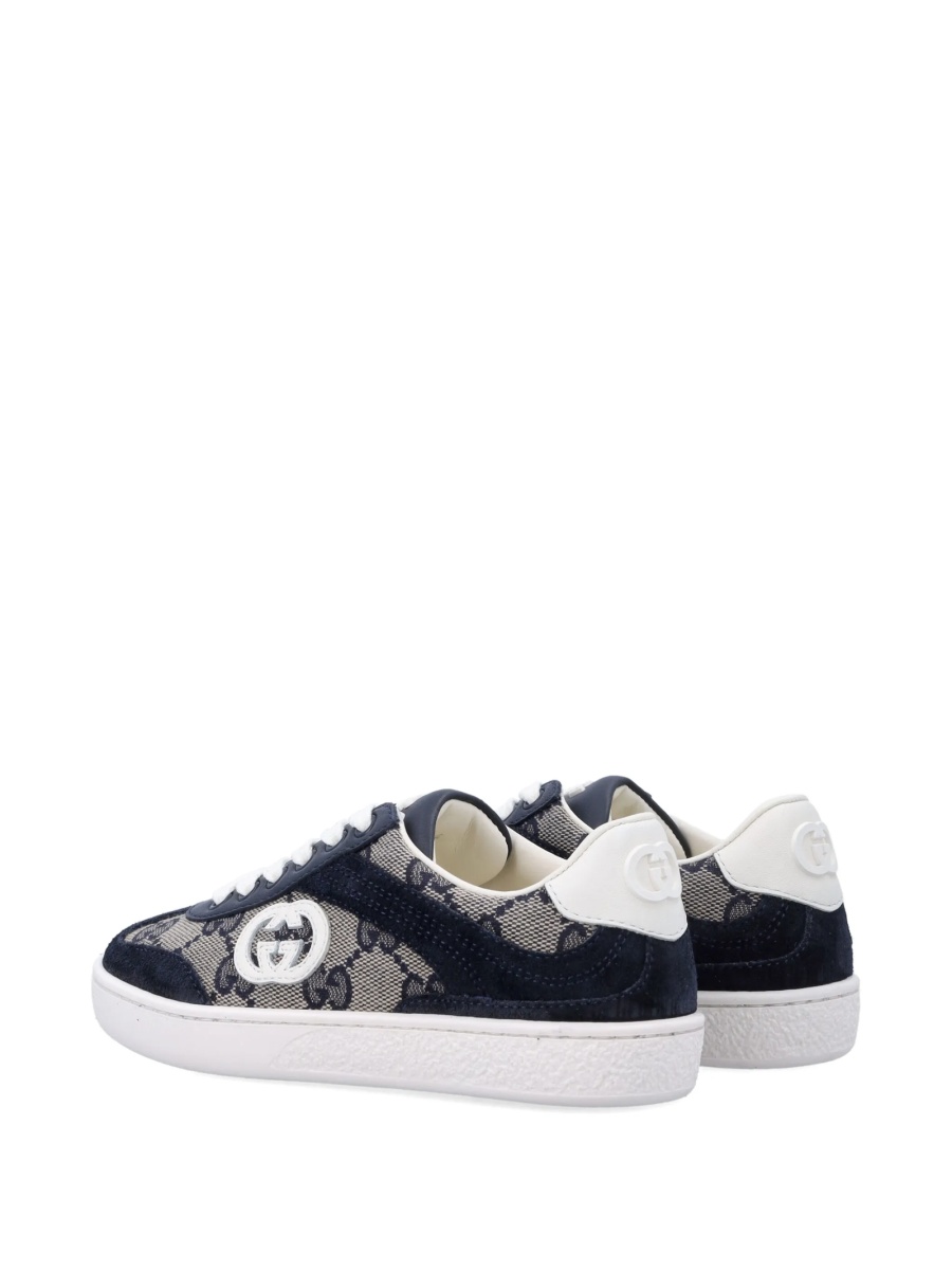 Sneakers Gucci albastri din material textil si piele - Img 3