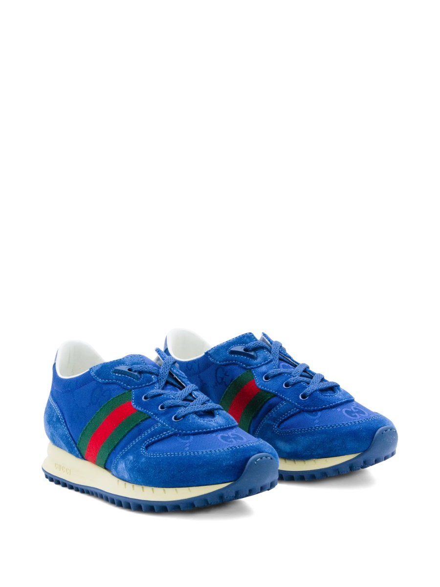 Sneakers Gucci albastri din piele intoarsa si nylon - Img 2