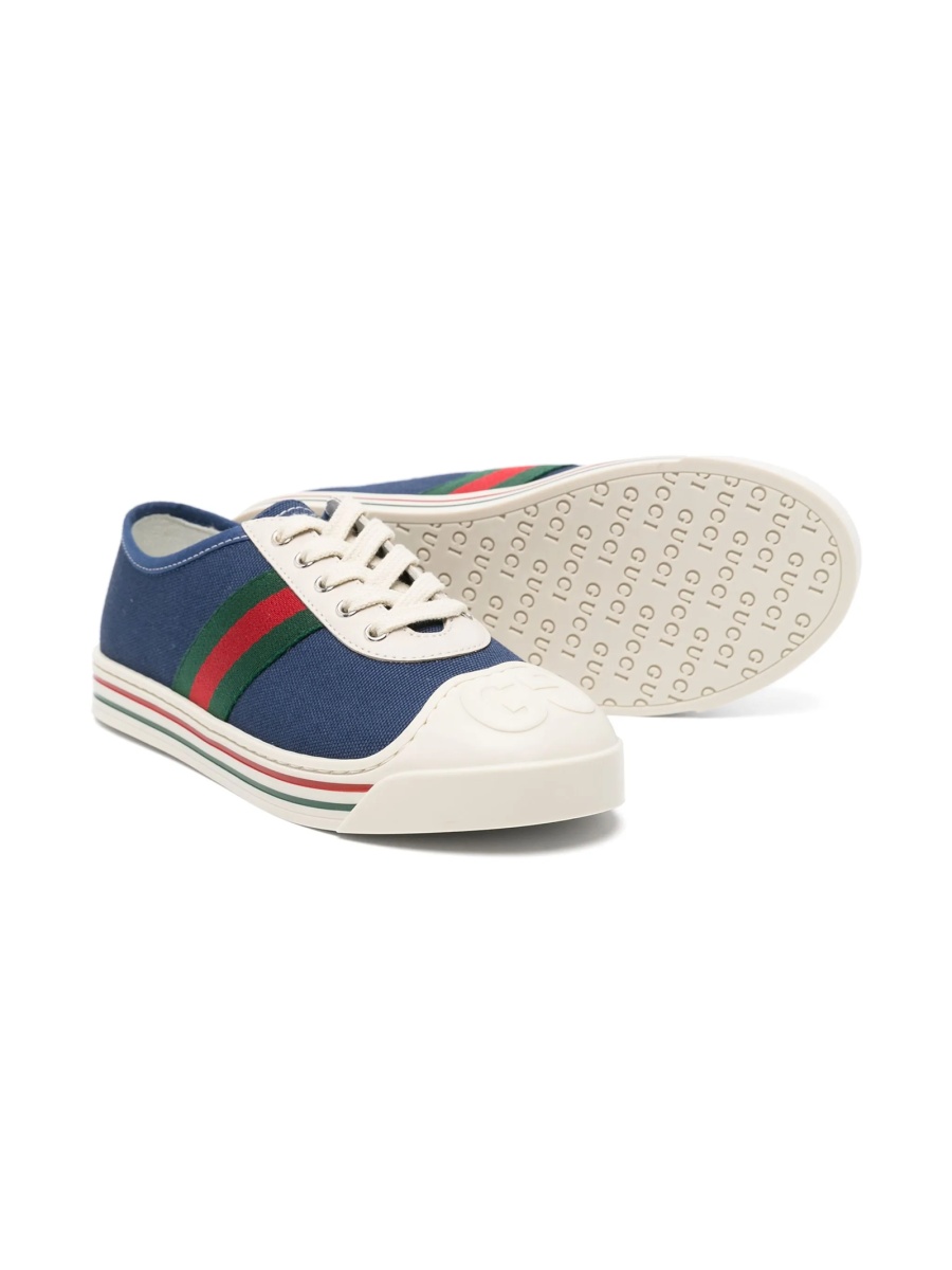 Sneakers Gucci albastri din piele si material textil - Img 2