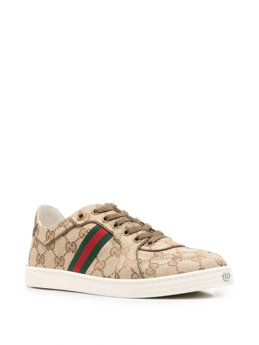 Sneakers Gucci bej din textil si piele - Img 5