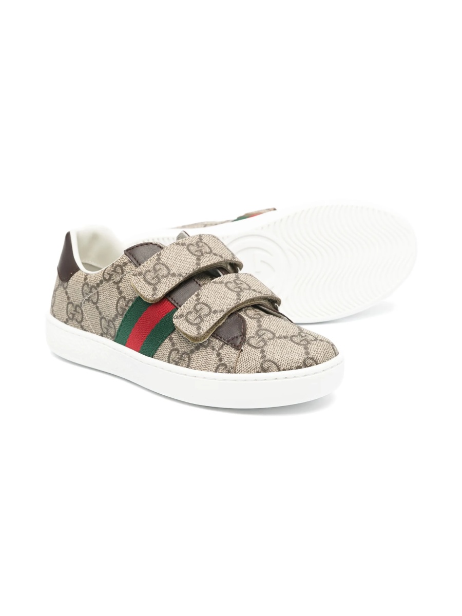 Sneakers Gucci maro din material textil si piele - Img 2
