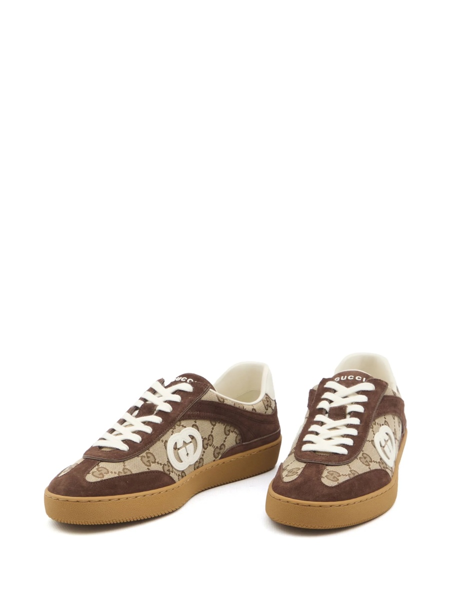 Sneakers Gucci maro din piele intoarsa si material textil - Img 5