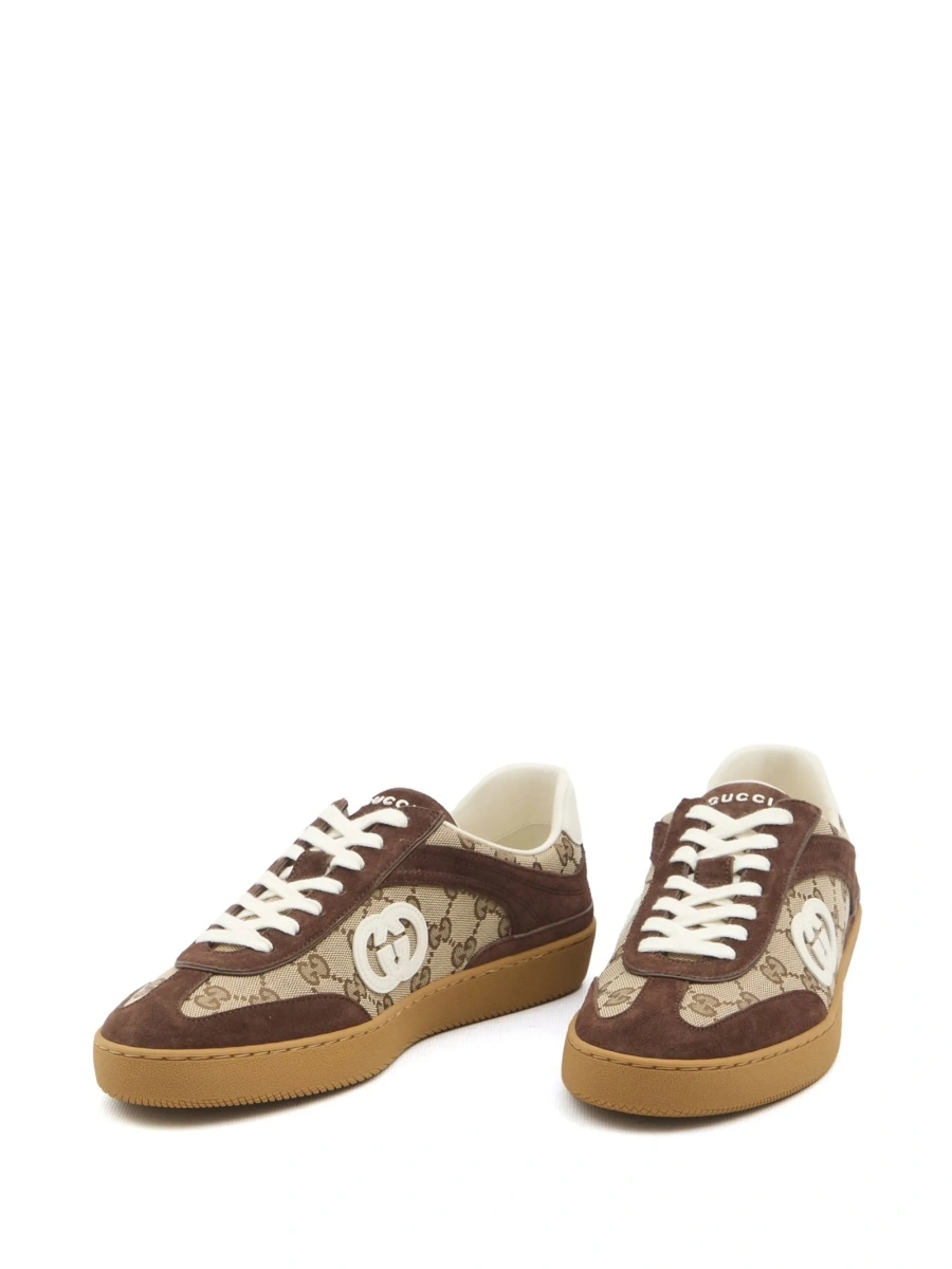 Sneakers Gucci maro din piele intoarsa si material textil - Img 5