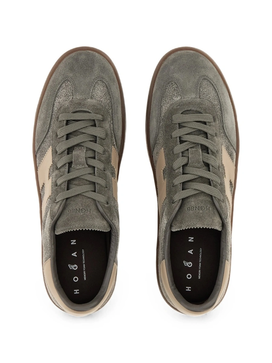 Sneakers Hogan gri din piele si piele intoarsa - Img 3