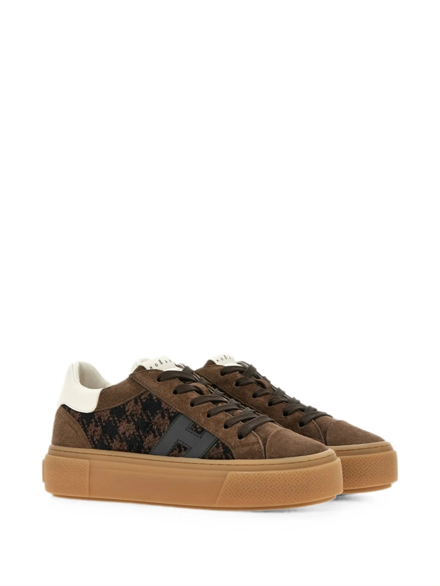 Sneakers Hogan maro din bumbac si piele intoarsa - Img 2