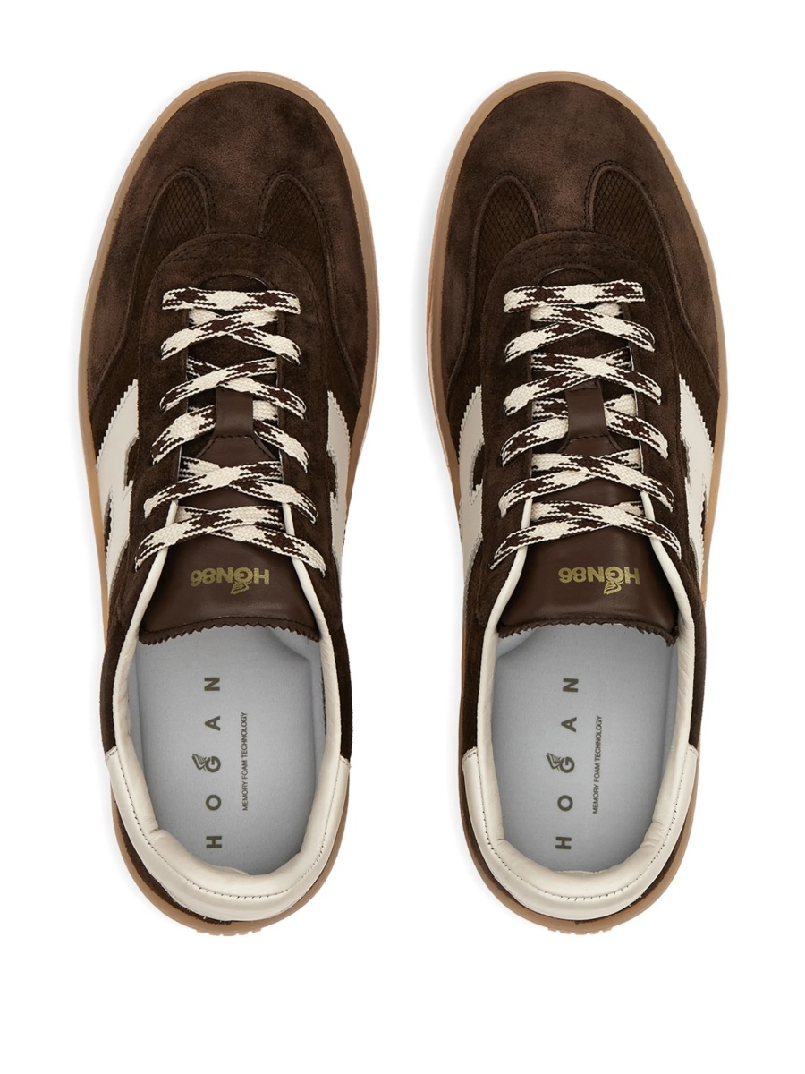 Sneakers Hogan maro din piele si piele intoarsa - Img 3