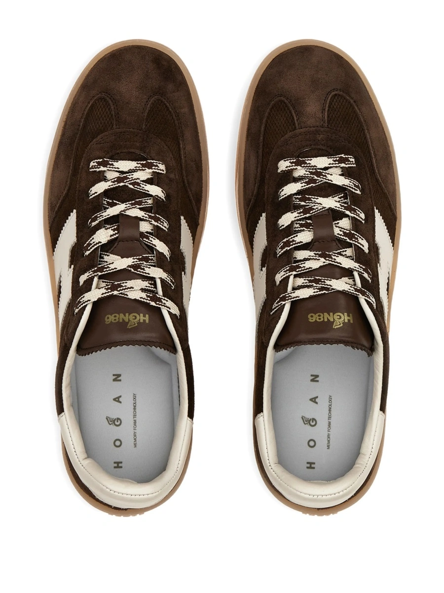 Sneakers Hogan maro din piele si piele intoarsa - Img 3