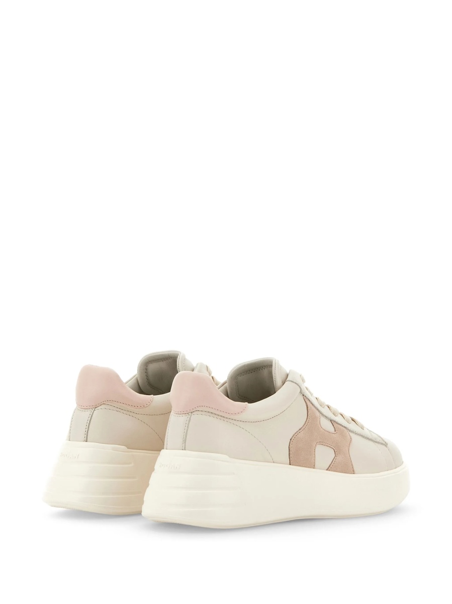 Sneakers Hogan neutri din piele si piele intoarsa - Img 3
