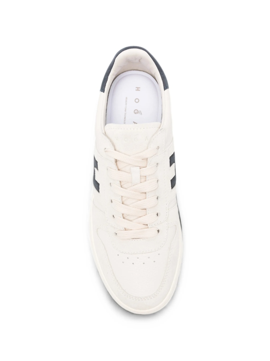 Sneakers Hogan neutri din piele si piele intoarsa - Img 4
